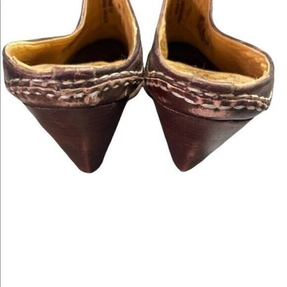 Charlie 1 Horse Brown Distressed Leather Heels Mules Size 7 Cowboy Western - Picture 3 of 10